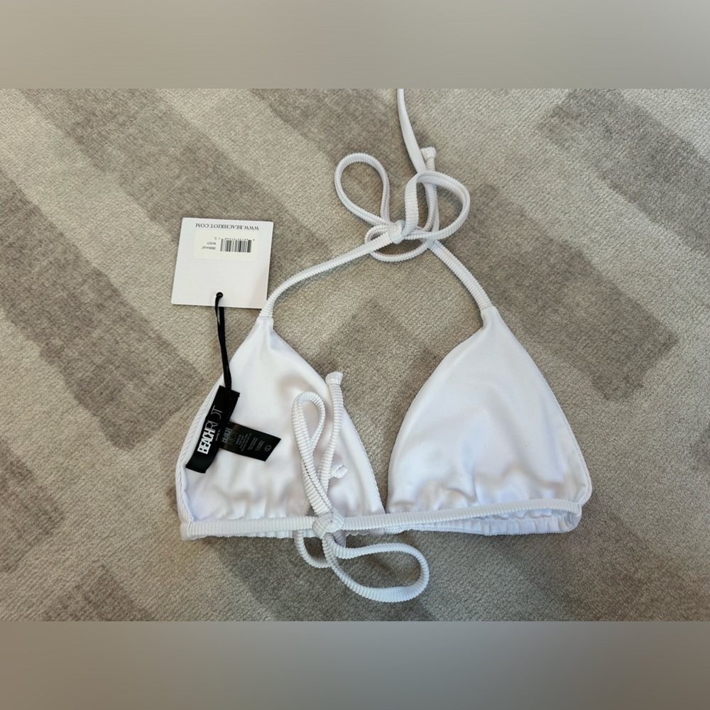 BEACHRIOT Women’s Winona Bikini Top White Ribbed NWT (Size L) - Picture 3 of 6
